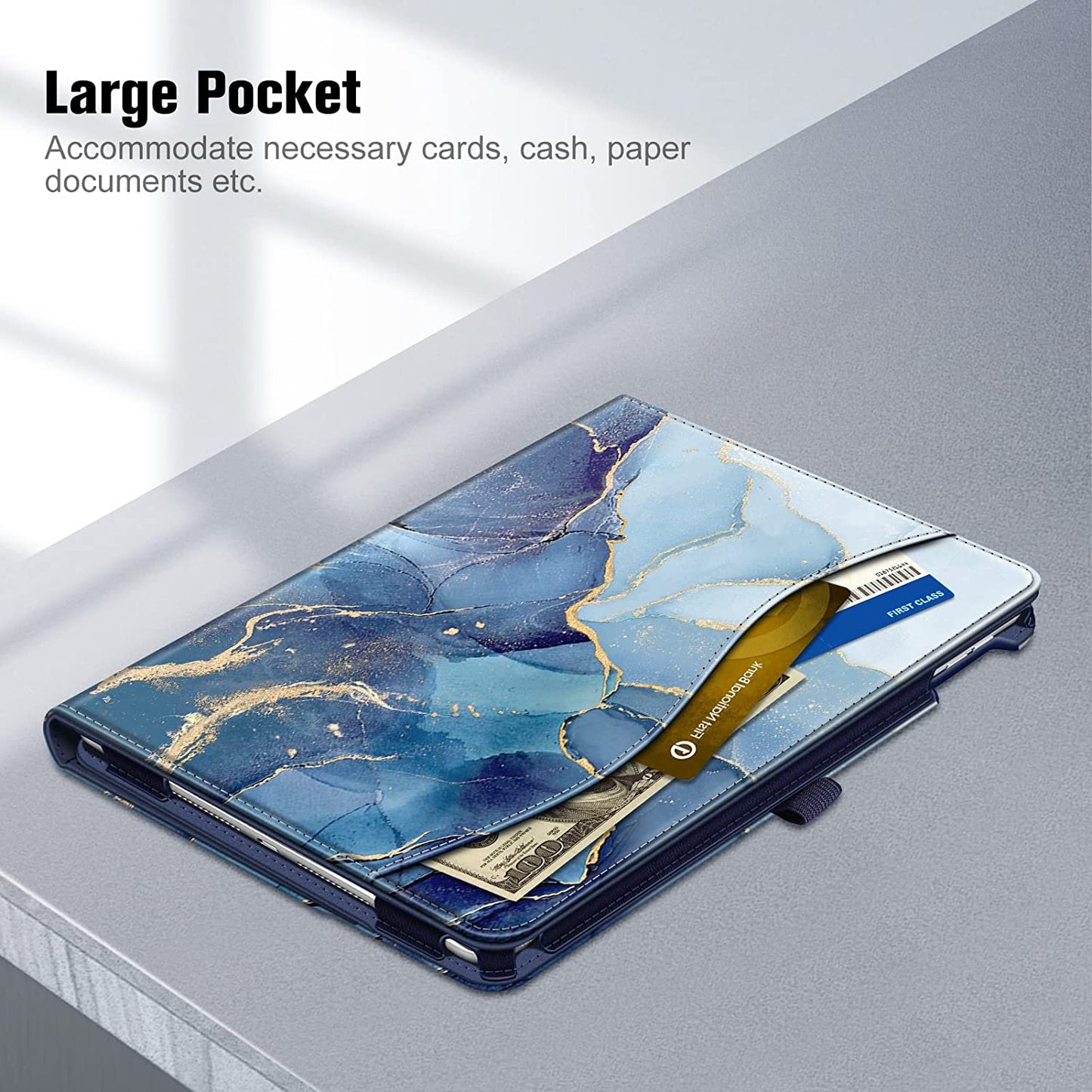 Stylish Ocean Marble Case for iPad 9th/8th/7th Generation (10.2") - Multi-Angle Viewing Stand with Pencil Holder & Auto Sleep/Wake Feature