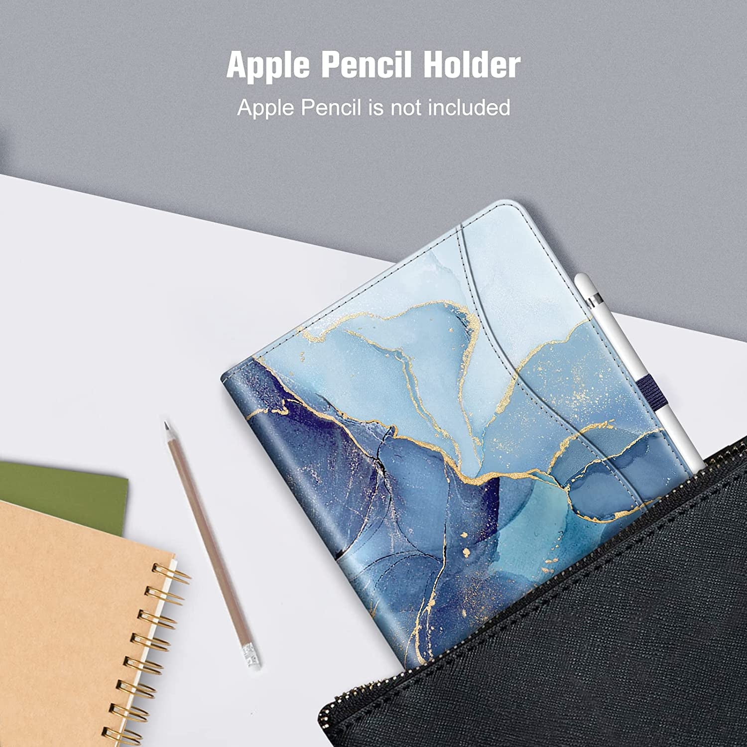 Stylish Ocean Marble Case for iPad 9th/8th/7th Generation (10.2") - Multi-Angle Viewing Stand with Pencil Holder & Auto Sleep/Wake Feature