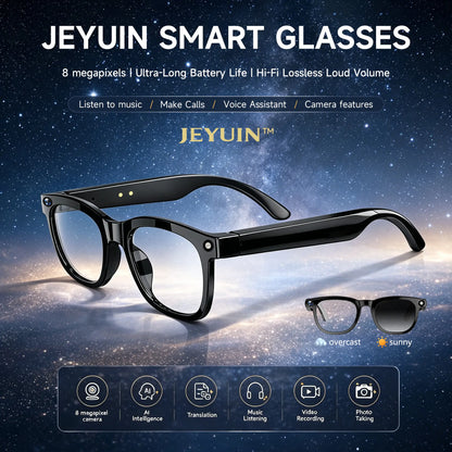 Revolutionize Your Experience with JEYUIN Smart Camera Glasses - Capture Moments Hands-Free with Bluetooth Audio and Photochromic Lenses!