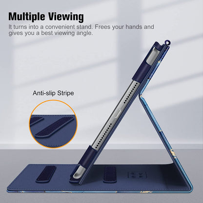 Stylish Ocean Marble Case for iPad 9th/8th/7th Generation (10.2") - Multi-Angle Viewing Stand with Pencil Holder & Auto Sleep/Wake Feature