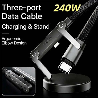 Experience Unmatched Convenience with the Invisible Holder Charger Cable: 240W Super Fast Charging & Stand for Gaming, Office, and Travel - Compatible with Type-C Devices