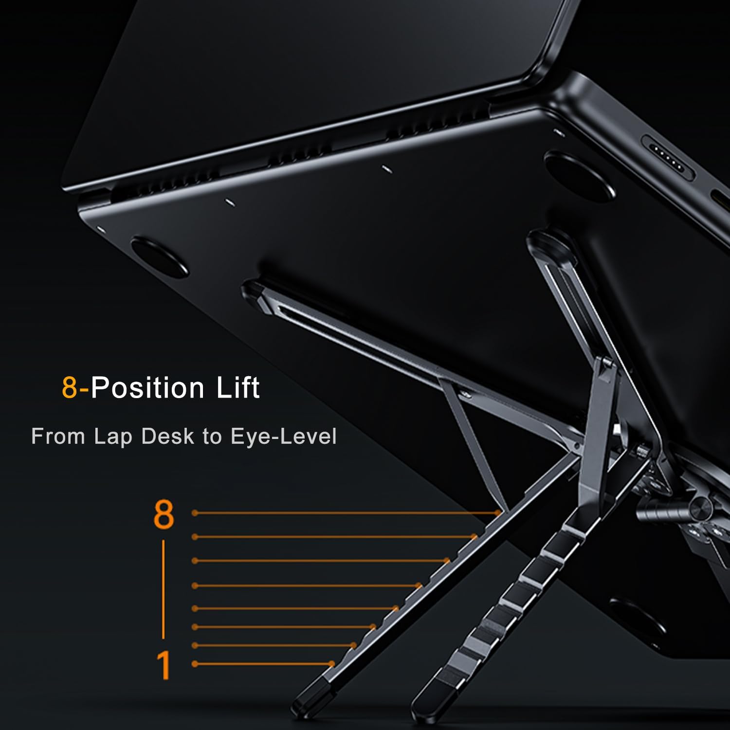 Transform Your Workspace with the 3-In-1 Portable Tablet Laptop Stand - Magnetic Phone Tripod Holder for iPhone 12-17, Adjustable Aluminum Riser for Home Office & Travel, Sleek Gray Design