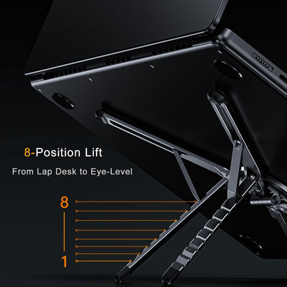 Transform Your Workspace with the 3-In-1 Portable Tablet Laptop Stand - Magnetic Phone Tripod Holder for iPhone 12-17, Adjustable Aluminum Riser for Home Office & Travel, Sleek Gray Design