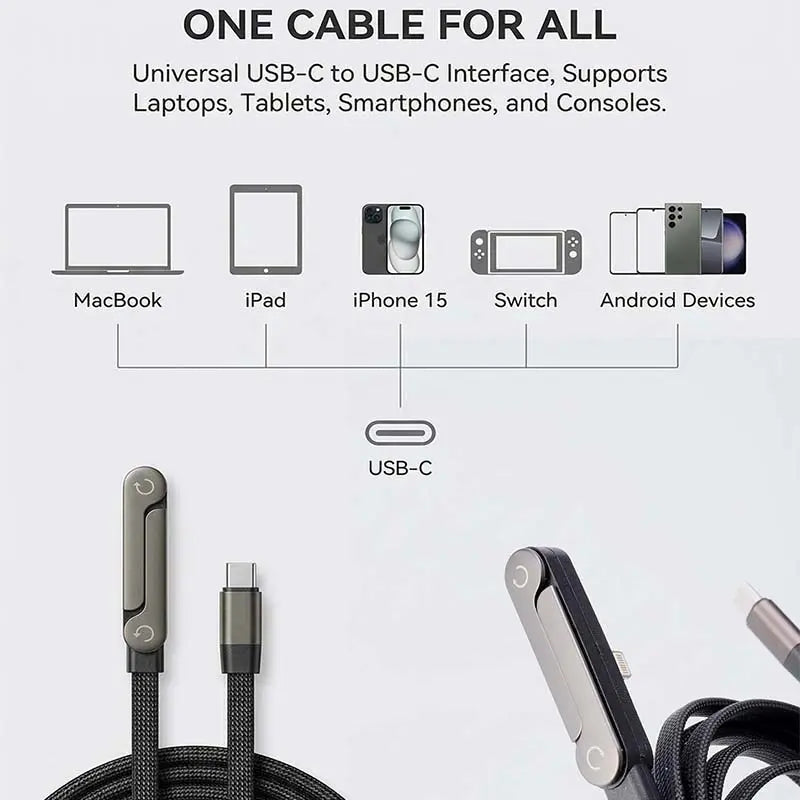 Experience Unmatched Convenience with the Invisible Holder Charger Cable: 240W Super Fast Charging & Stand for Gaming, Office, and Travel - Compatible with Type-C Devices