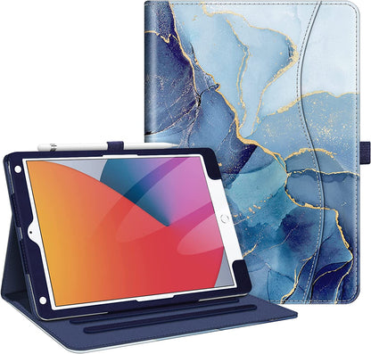 Stylish Ocean Marble Case for iPad 9th/8th/7th Generation (10.2") - Multi-Angle Viewing Stand with Pencil Holder & Auto Sleep/Wake Feature