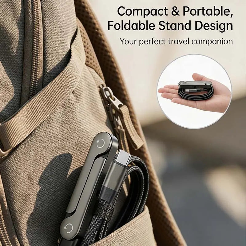 Experience Unmatched Convenience with the Invisible Holder Charger Cable: 240W Super Fast Charging & Stand for Gaming, Office, and Travel - Compatible with Type-C Devices