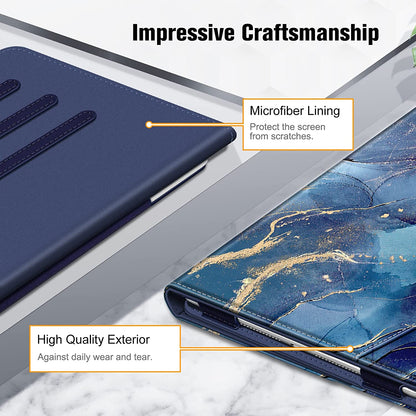 Stylish Ocean Marble Case for iPad 9th/8th/7th Generation (10.2") - Multi-Angle Viewing Stand with Pencil Holder & Auto Sleep/Wake Feature