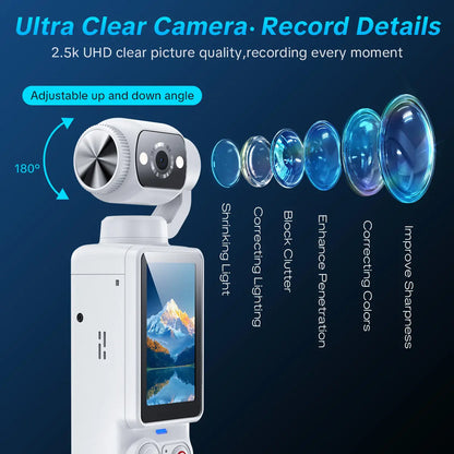Capture Every Moment with the W&O 2.5K Ultra HD Video Recorder - Your Ultimate Handheld Stabilizer for Vlogging and Travel!
