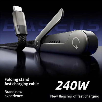Experience Unmatched Convenience with the Invisible Holder Charger Cable: 240W Super Fast Charging & Stand for Gaming, Office, and Travel - Compatible with Type-C Devices